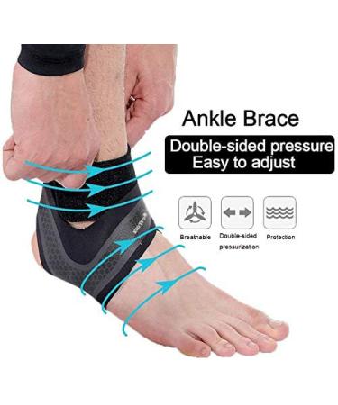 eYotto Ankle Support Sleeves for Plantar Fasciitis - 1 Pair, Adjustable Arch Support, Breathable Neoprene for Men Women - Black - Buy Online on GoSupps.com
