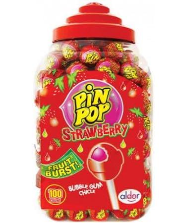 Lollipops Bubblegum Filled PIN POP Strawberry Flavour Lollies. Kids Party Bag Sweets Fillers (25) - Buy Online on GoSupps.com