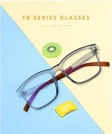 ADEWU Children's Anti Blue Light Glasses - TR90 Rectangular Frame for Girls & Boys - Blue Light Filter Light Gray/Orange Anti-Fatigue Design - Buy Online on GoSupps.com