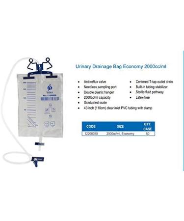 Buy Sterile 2000ml Urinary Drainage Bag with Double Plastic Hanger - International Shipping Available - Buy Online on GoSupps.com