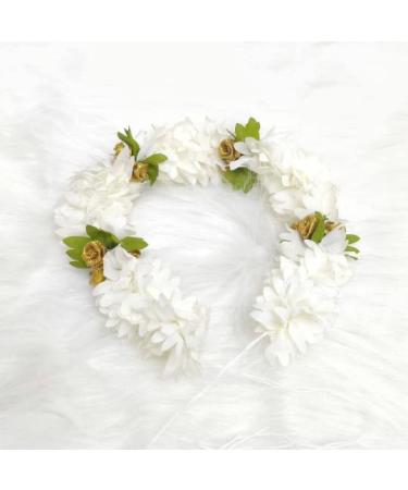 Traditional Indian Hair accessories White Gajra Artificial Flower Jewelry Handmade Veni tiara For Women Party Wear bridal mehndi Hair Bun Active (off white)