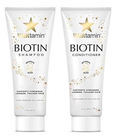 HAIRtamin Shampoo and Conditioner Set - Paraben & Sulfate Free  Volumizing & Moisturizing  Natural Biotin Shampoos and Conditioners  Gentle Moisturizer on Curly & Color Treated Hair
