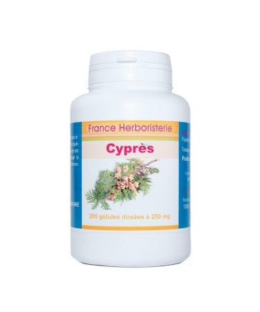 France Herboristerie CYPRESS CAPSULES 200 capsules dosed at 250 mg pure powder.