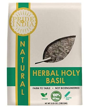 Pride Of India - Natural Tulsi Holy-Basil Herbal Tea 3.53 oz (100gm) Whole Leaf