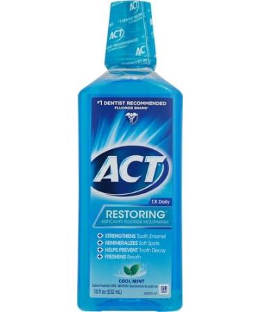 ACT Restoring Fluoride Mouthwash 18 fl. oz - Strengthens Tooth Enamel | Cool Mint Flavor | International Shipping - Buy Online on GoSupps.com