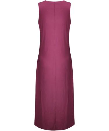 Women's Casual Summer Sleeveless Dress Loose Split Maxi Dresses with Pockets Beach Split Dresses T-Shirt Dress Wine X-Large - Buy Online on GoSupps.com
