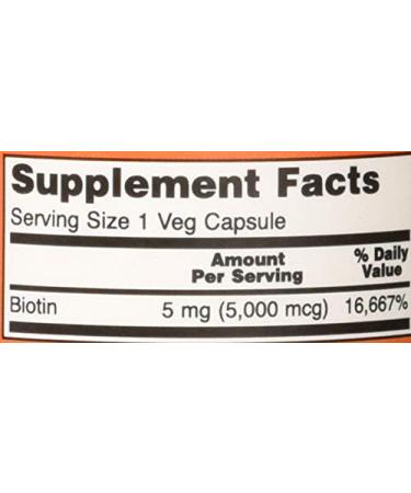 Now Foods Biotin 5mg Vegetarian Capsules - 120 Count - Buy Online on GoSupps.com