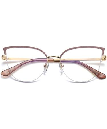 Kachawoo Anti-Blue Light Cat Eye Glasses for Women & Men - Stylish Metal Frame Prescription Ready Gold Brown - Buy Online on GoSupps.com