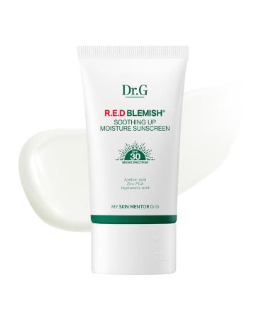 Dr. G R.E.D. Blemish Soothing Up Moisture Sunscreen - Korean Sunscreen with No White Cast - Broad Spectrum SPF for Sensitive Skin - Non-Greasy - With Hyaluronic & Azelaic Acid - 1.69 fl oz