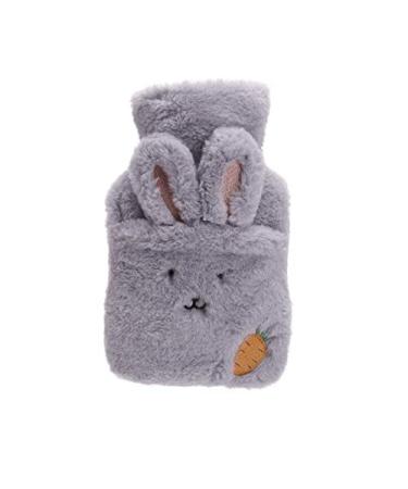 Dlandz Large 1 piece of rabbits plush fabrics heat bottle Bag winter warm warmth reusable hand warmer Handfoot Warmer (color: gray)