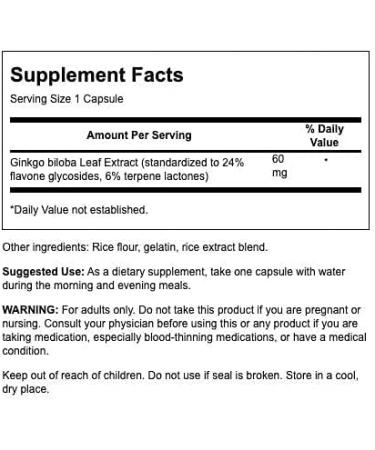Swanson Ginkgo Biloba Extract 60 mg - 240 Capsules | Boost Memory & Focus - Buy Online on GoSupps.com