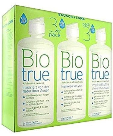 Bausch + Lomb Biotrue All-in-One Contact Lens Cleaner & Storage Solution - 3 x 300ml | Soft Lens Care - Buy Online on GoSupps.com