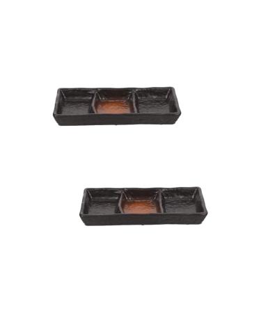 Zerodeko 2 Pcs Sauce Dish Stainless Steel Sauce Bowl Serving Saucers Mini Sushi Dipping Bowls Food Trays Seasoning Dish Grid Ceramic Seasoning Bowls Snack Dishes Ceramics Japanese-Style 20.5X8X3.2CMx2pcs Orangex2pcs