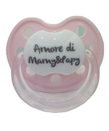 'Pacifier pacifier pink customizable with saying love from AMORE DI MAMY E PAPY 6-12 months silicone Brillabenny
