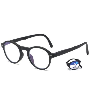 Koosufa foldable anti blue light round reading glasses women men men feather hinges together.