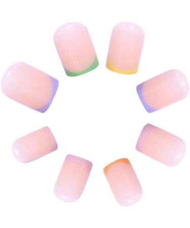 Spactz 1 Set Through Wearable Nail Wearable Press on Nails Full Cover Nail Tips Short Colourful - Buy Online on GoSupps.com