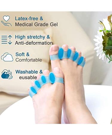 Silicone Toe Separator for Hallux Valgus Correction - 6X Blue Toe Separator for Bunions, Hammer Toes - Foot Toe Spreader Gel for Toe Protection - Buy Online on GoSupps.com