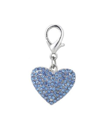PETFAVORITES Couture Designer Bling Rhinestone Heart Pet Cat Dog Necklace Collar Charm Pendant Jewelry Blue