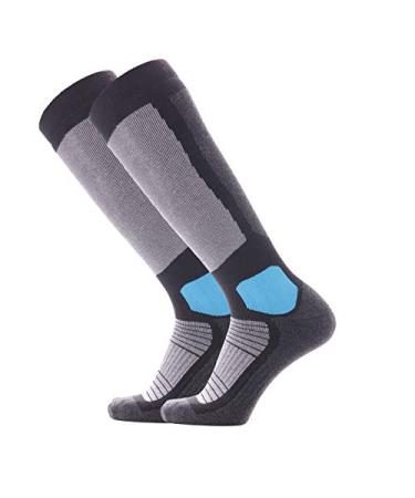 SOLAX Women's and Men's Wool Over The Calf Ski Socks Super Warm Outdoor Full Protection High Performance Ski Socks Medium Black-173
