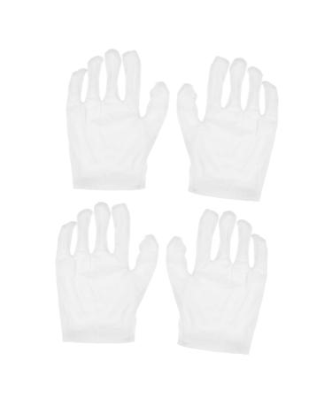 minkissy 2 Pairs White Cotton Gloves Cotton Work Gloves Hand Moisturizer Glove Party Etiquette Gloves Working Glove Moisturizing Gloves Warm Mittens Gel Gloves Warm Gloves Non-Slip Miss Spa