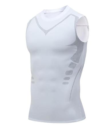 EXPECTSKY Ionic Shaping Vest Guys Men Chest Gynecomastia Compression Top to Build a Perfect Body Weiß M