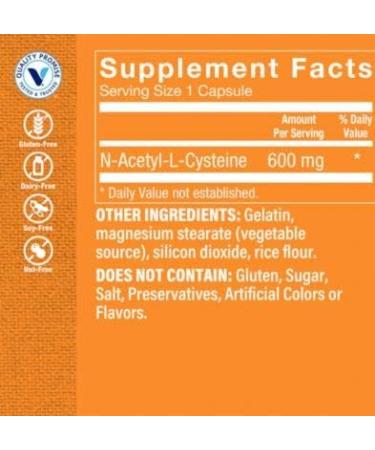 Vitamin Shoppe NAC N-Acetyl-L-Cysteine 600mg Capsules - Immune & Antioxidant Support - Buy Online on GoSupps.com