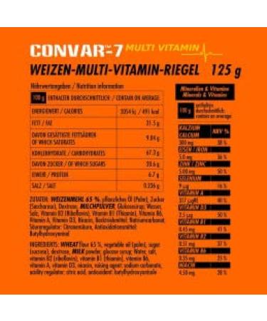 Convar-7 High Energy Multi Vitamin Bar - Emergency Supply for Outdoor Activities & Crisis Prevention - 125g (12 Pieces) - Packed with Valuable Ingredients - Buy Online on GoSupps.com