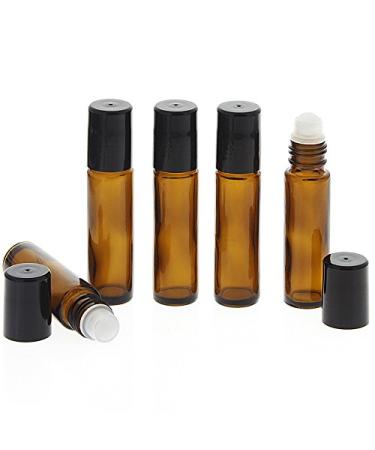 Brown glass deodorant stick 10ml Kosmetex empty roll-on bottle with deodorant roller for self-filling 5 pieces 10 ml (pack of 5)