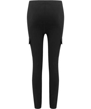 Women's Plus Size Solid Black Joggers with Drawstring Waist and Pockets - Buy Online on GoSupps.com