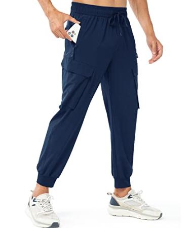 NORTHYARD Men's Athletic Workout Joggers Lightweight Running Pants Quick Dry Jogging Gym Sweatpants Active Track Zip Pockets Tapered-cargo Medium Navy