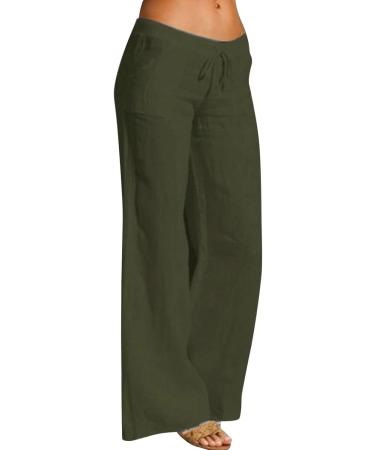 Nursling Linen Crop Pants for Women - Elastic Waist Tapered Casual Trouser in Green - X-Large - Buy Online on GoSupps.com