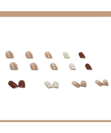 SINLOV Short Nude Pink Gradient French Fake Nails Square Halo Dye False Nails Glossy Press on Nails Ballerina Acrylic Stick on Nails for Women and Girls - Buy Online on GoSupps.com