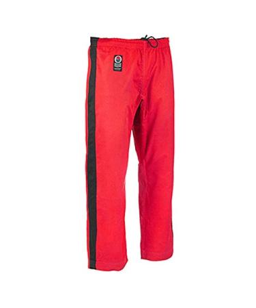 ProForce Gladiator 8oz Demo Karate Pant Size 1 (4'9" - 5'1" / 100-125 lbs.) Red W/ Black Stripe