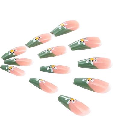 Coffin False Nails Long Fake Nails French Flowers Press on Nails Ballerina Acrylic Stick on Nails 24pcs for Women and Girls (Color : PINK Size : C) - Buy Online on GoSupps.com
