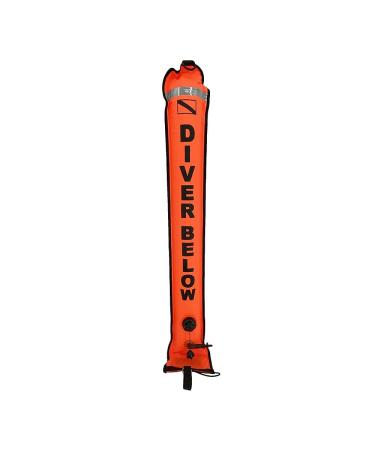SEAQUANTUM Scuba Diving Inflatable Safety Surface Marker Buoy, Heavy Lead at The Bottom, Reflective Strips on The top Orange 5ft