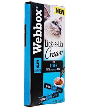 Webbox Lick e Lix Cream with Liver Cat Treats 5 Pieces Case of 17 | Tasty and Nutritious Sachets - Packaging May Vary - Buy Online on GoSupps.com