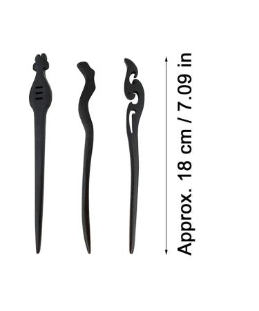 Vintage Chinese Hairpins Set - 6 Wooden Hair Clips & Sticks for Women and Girls - Elegant Black Hair Accessories - Buy Online on GoSupps.com