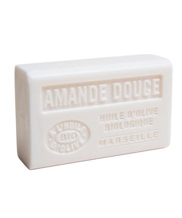 Savon de Marseille - French Exfoliating Soap Made With Pure Organic Olive Oil and Shea Butter - Sweet Almond Fragrance - 125 Gram Bar