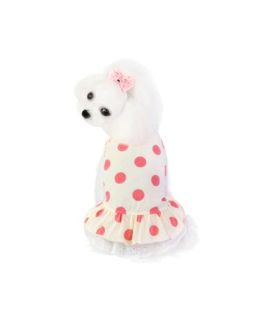 Barrageon dogs Kneid sweet princess rock clothing puppy cat for little pet medium -sized summer clothing Bowknot dog cat (red -2xl) back length: 40 cm shaft dot - red