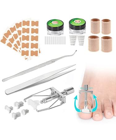 Ingrown Toenail Treatment Professional ingrown Toenail Removal kit with Ingrown Toenail Corrector 50 PCS Toenail Corrector Patch and 4 PCS Toe Protectors Corrects and Relieves Toenail Pain