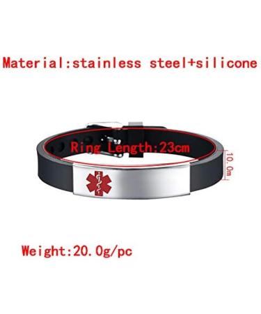 PACEMAKER Medical Alert ID Bracelet - Silicone Adjustable Sport Wristband with Engraved Stainless Steel - Ideal for Men Women Grandpa and Brother - Shop Now - Buy Online on GoSupps.com