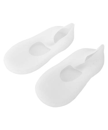 1 Pair Silicone Gel Moisturizing Socks Relieve Plantar Fasciitis Pain Heel Silicone Socks Foot Anti-Cracking Protector Foot Care Tool Prevention Socks (L-White)