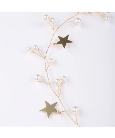 JWICOS Star Girl Headband Earrings Set - Gold Princess Wedding Hair Accessories for Women - Handmade Bridal Barrette with Dainty Bead Star Drop Design - Buy Online on GoSupps.com