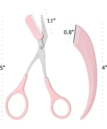 6PCS Pink Eyebrow Trimmer Set | Stainless Steel Razor with Comb | Beauty Tool for Women | Type Hair Removal Accessories - Buy Online on GoSupps.com