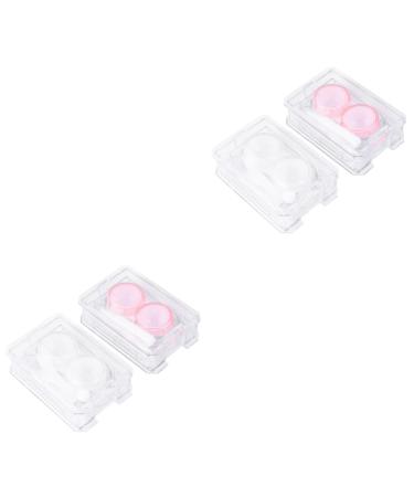 Healvian 4 pieces mini container for colored contact lenses Cleaning case Cute Japanese style case mirror film lens holder lens holder load-bearing contact lens container Accompanying box