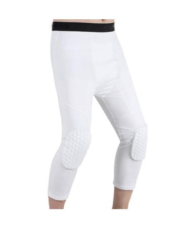 Unisex Knee Brace - Lengthened Anti-Collision Compression Sleeve for Basketball Football Tennis Running | Microfiber Fabric with Hex Cushion | M Size (160-175CM Height) - White - Buy Online on GoSupps.com