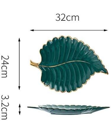 Fruit Dish Gold Plating Ceramic Plate Set Fashion Maple Leaf Design Jewelry Tray Tableware Accessories Dim Sum Fruit Plate Kitchen Dining Dish Green L - Buy Online on GoSupps.com