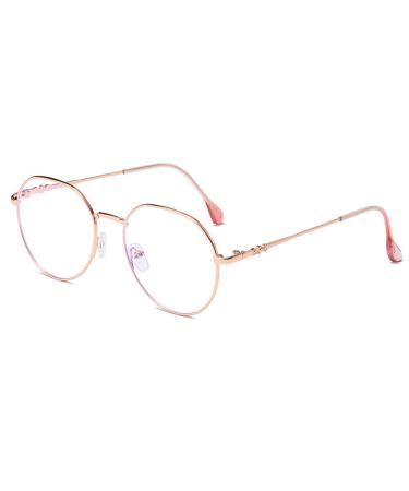 Gharaz Blue light filter metal reading glasses for women ultra-light round computer presbyopia glasses (color: pink size: 2.5+) 2.5+ pink