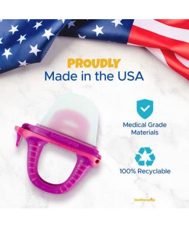Teetherpop: No Mess Fillable & Freezable Baby Teether - USA Made, Medical Grade - Pink/Fuchsia - Buy Online on GoSupps.com