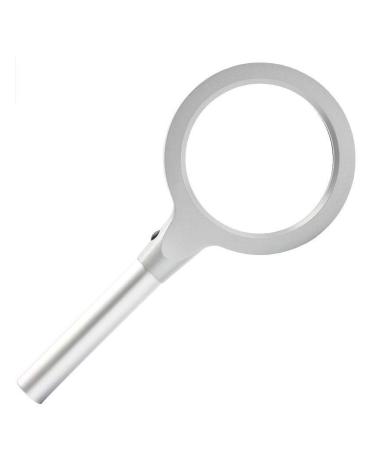 Handheld Reading Magnifier with 12 High-Brightness LED Beads Portable Dual-Speed Illumination High-Definition Lightweight Silver for a Variety of Uses Made in China